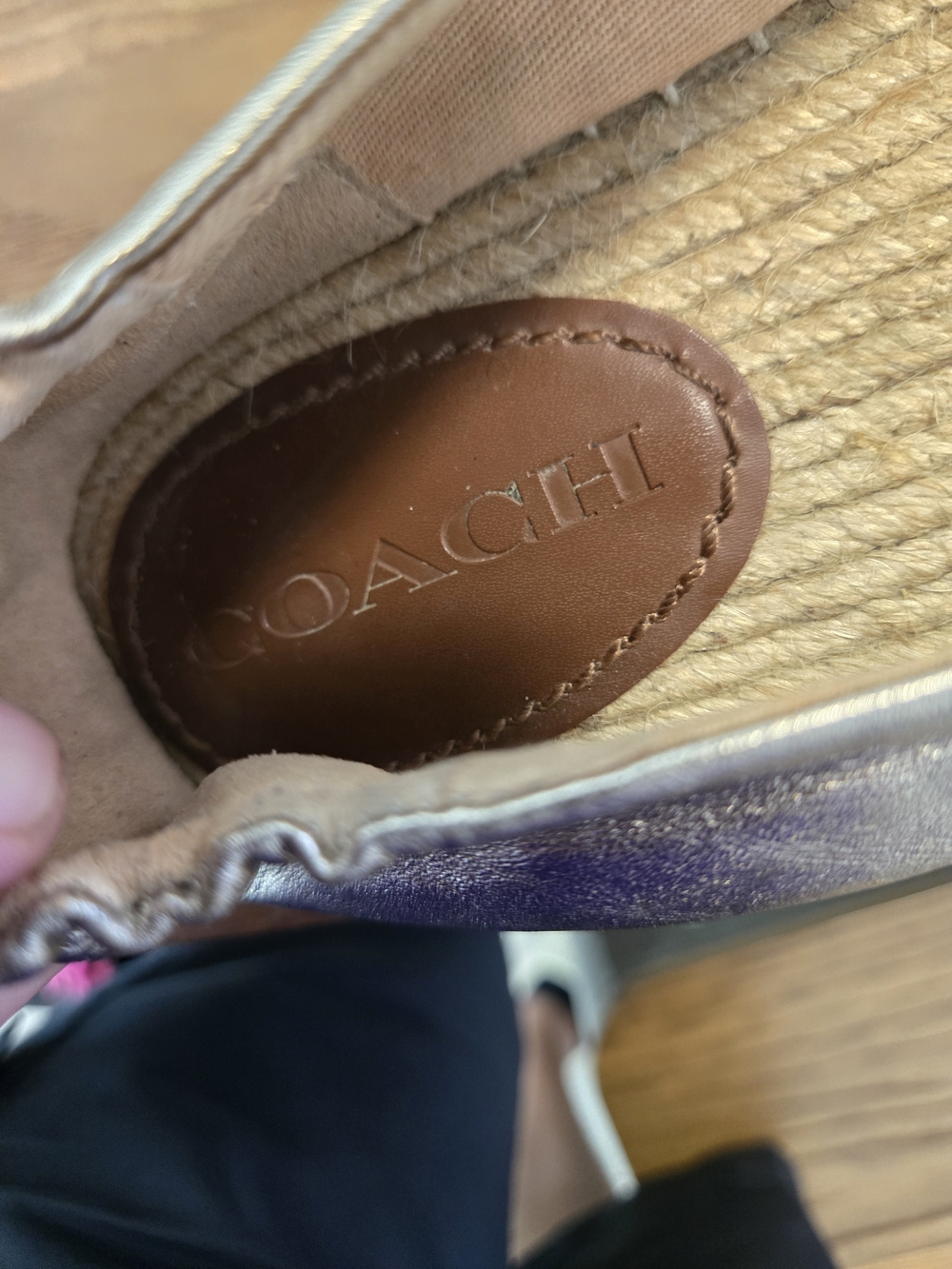 Coach Camryn Metallic Leather Espadrille Slip-on Size 10 - Picture 6 of 14